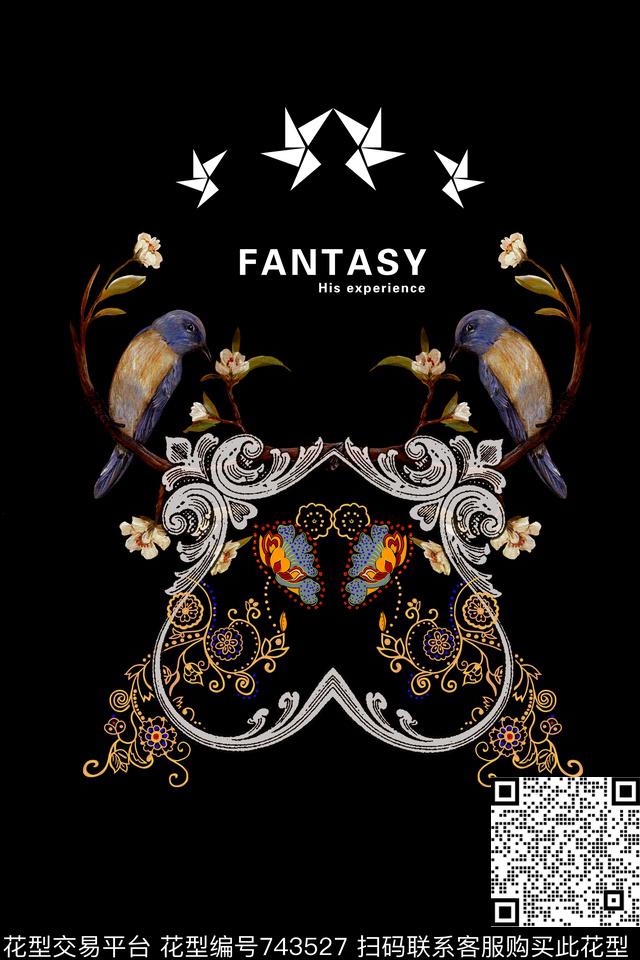 抽象动物英文数码印花华亿平台下载（图片编号: 743527） - 瓦栏（Walan）