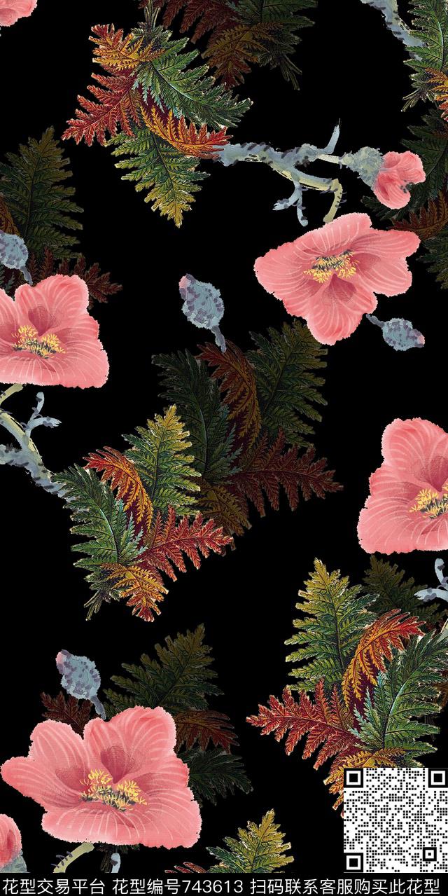 花卉花瓣乱花数码印花华亿平台下载（图片编号: 743613） - 瓦栏（Walan）