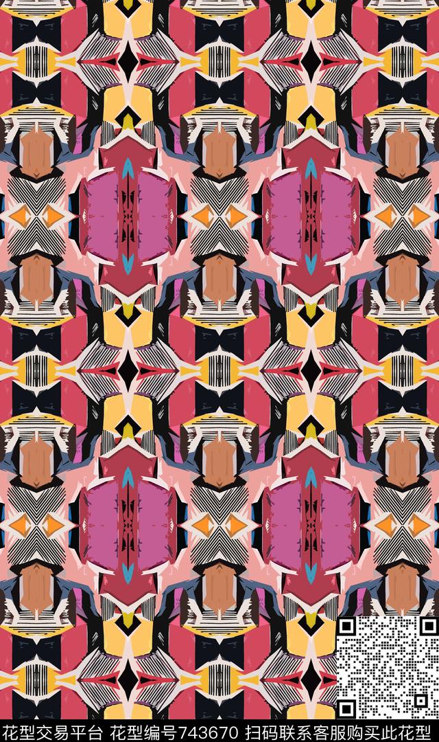 小方块色块不规则几何数码印花华亿平台下载（图片编号: 743670） - 瓦栏（Walan）