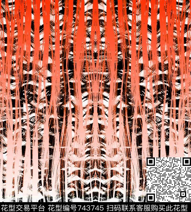 曲线波浪条纹竖条数码印花华亿平台下载（图片编号: 743745） - 瓦栏（Walan）