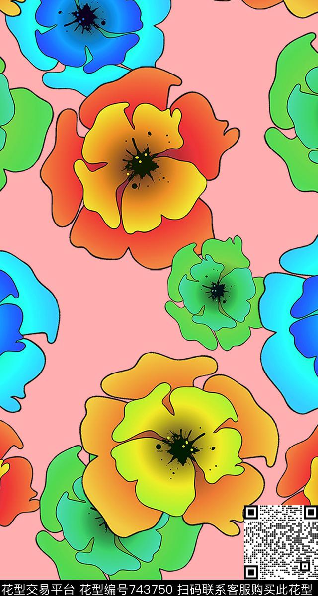 装饰花卉图案数码印花华亿平台下载（图片编号: 743750） - 瓦栏（Walan）