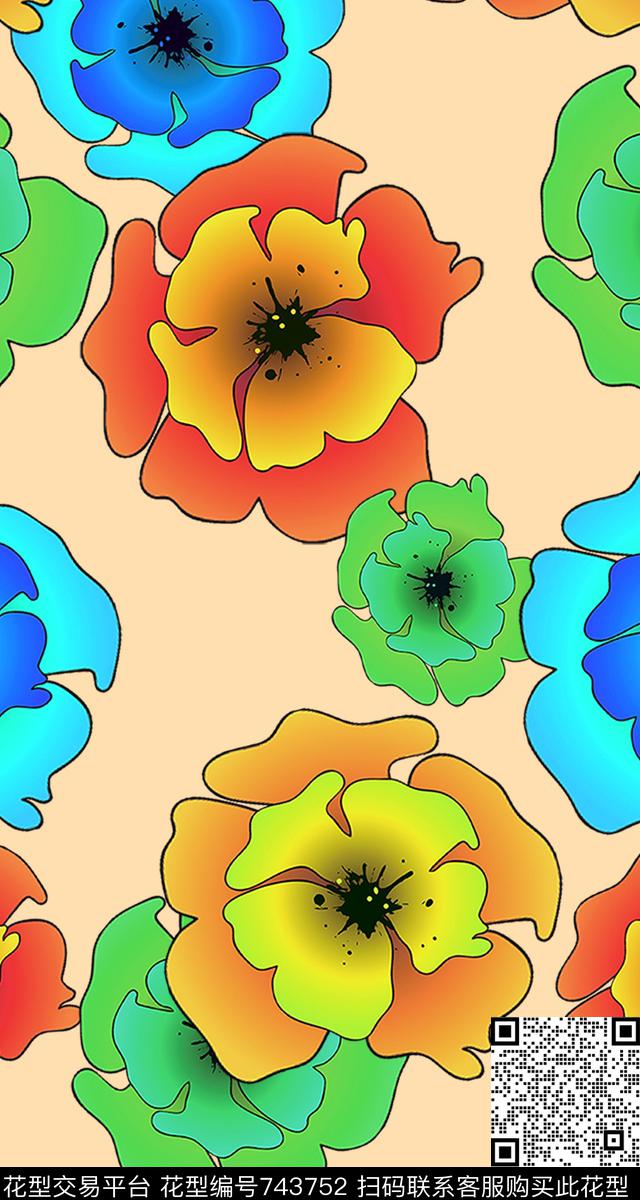 装饰花卉图案数码印花华亿平台下载（图片编号: 743752） - 瓦栏（Walan）