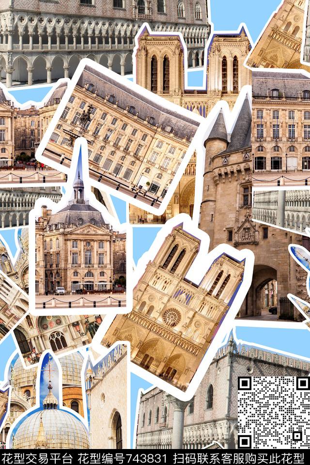 房子卡通建筑堡垒数码印花华亿平台下载（图片编号: 743831） - 瓦栏（Walan）