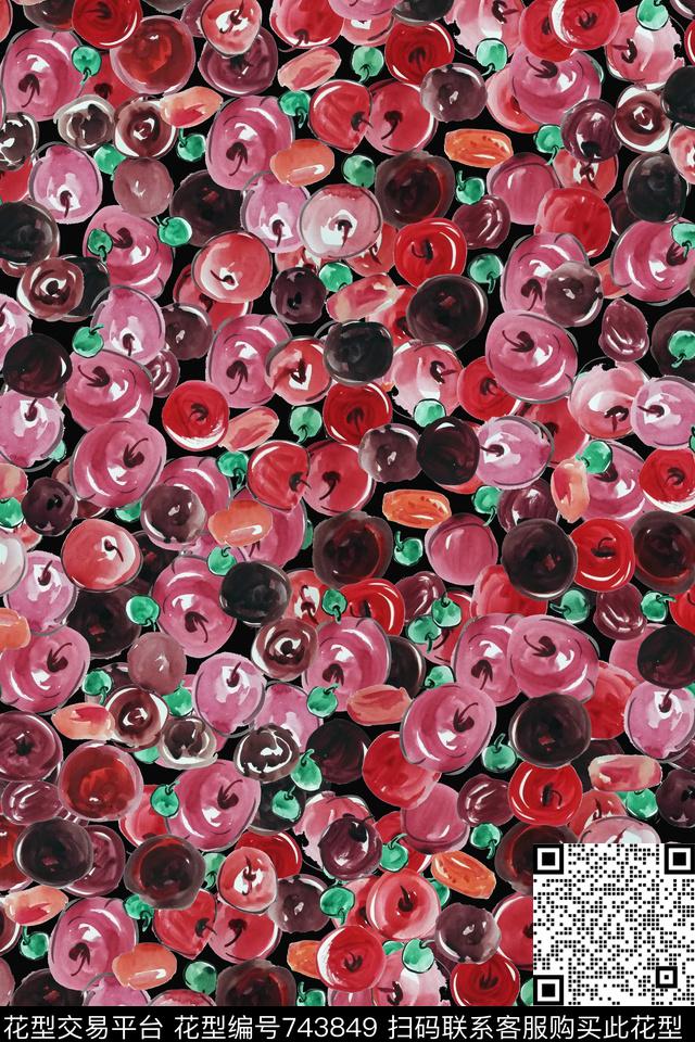 水果密集华亿平台趣味传统印花华亿平台下载（图片编号: 743849） - 瓦栏（Walan）