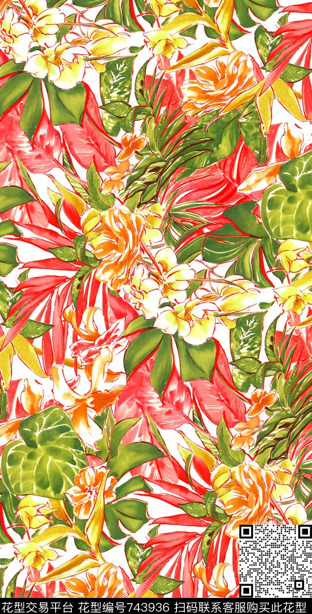 大花乱花花朵数码印花华亿平台下载（图片编号: 743936） - 瓦栏（Walan）