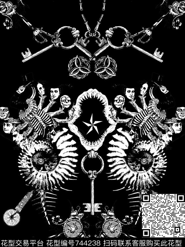 潮牌几何抽象数码印花华亿平台下载（图片编号: 744238） - 瓦栏（Walan）