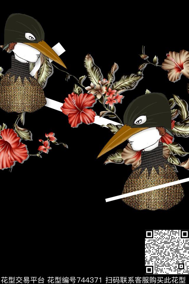 花卉动物定位数码印花华亿平台下载（图片编号: 744371） - 瓦栏（Walan）