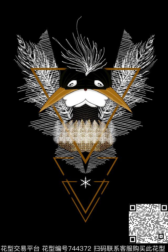 卡通黑白几何数码印花华亿平台下载（图片编号: 744372） - 瓦栏（Walan）