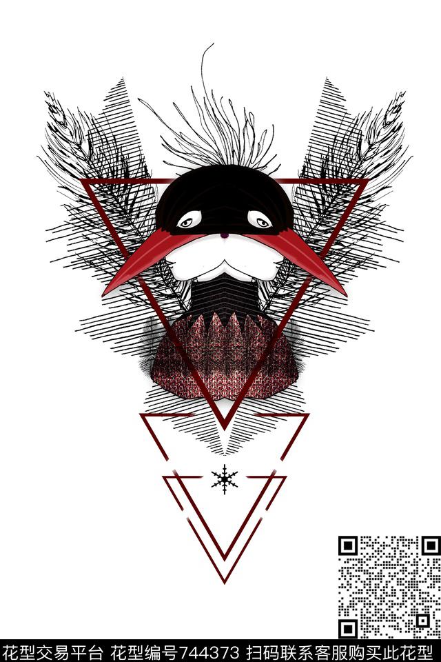 卡通黑白几何数码印花华亿平台下载（图片编号: 744373） - 瓦栏（Walan）