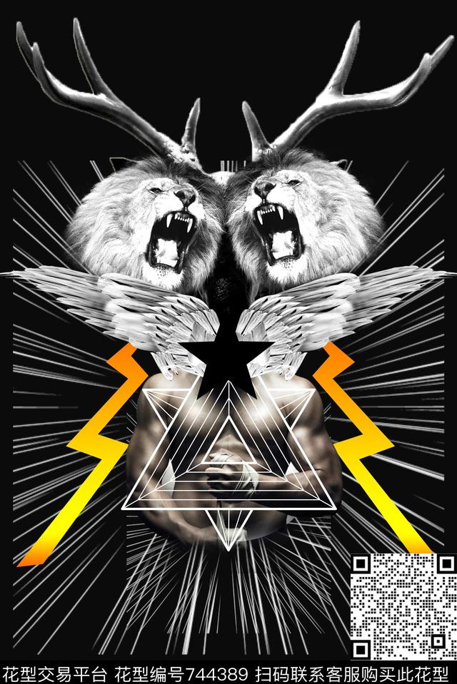 几何分割男装数码印花华亿平台下载（图片编号: 744389） - 瓦栏（Walan）