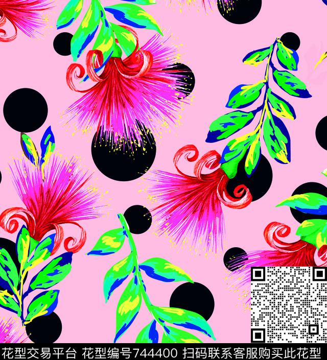 花朵花卉合欢花数码印花华亿平台下载（图片编号: 744400） - 瓦栏（Walan）