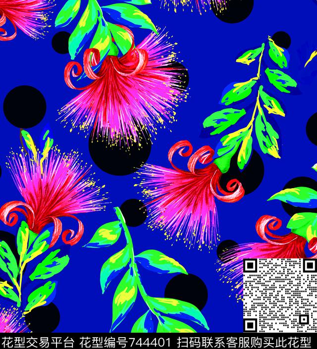 花朵花卉合欢花数码印花华亿平台下载（图片编号: 744401） - 瓦栏（Walan）