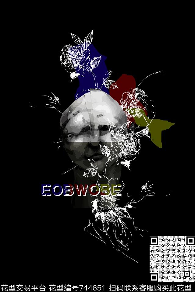 黑白迷彩英文数码印花华亿平台下载（图片编号: 744651） - 瓦栏（Walan）