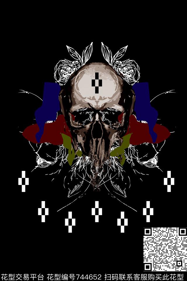 卡通迷彩黑白数码印花华亿平台下载（图片编号: 744652） - 瓦栏（Walan）