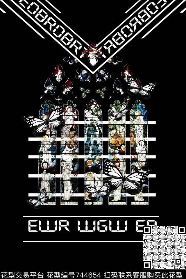 黑白英文男装数码印花华亿平台下载（图片编号: 744654） - 瓦栏（Walan）