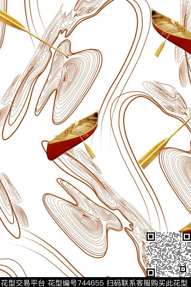 抽象波纹几何数码印花华亿平台下载（图片编号: 744655） - 瓦栏（Walan）