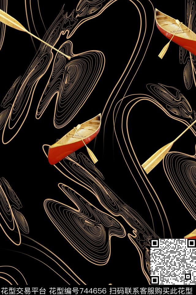 抽象波纹几何数码印花华亿平台下载（图片编号: 744656） - 瓦栏（Walan）