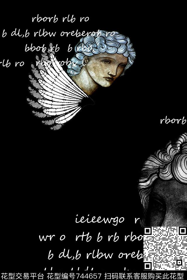 黑白英文男装数码印花华亿平台下载（图片编号: 744657） - 瓦栏（Walan）