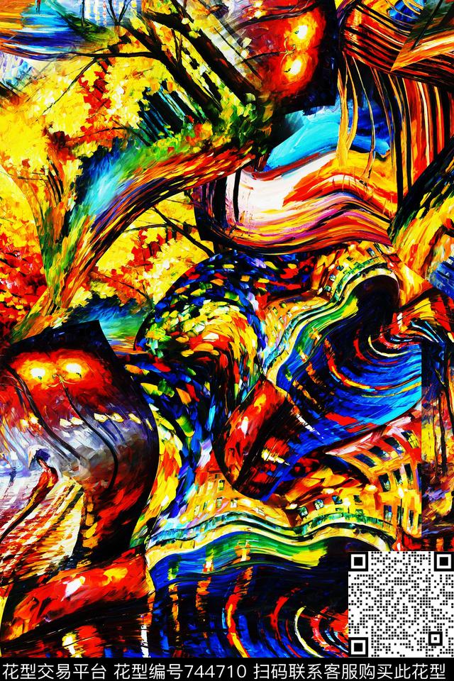 抽象画油画图欧式油画数码印花华亿平台下载（图片编号: 744710） - 瓦栏（Walan）