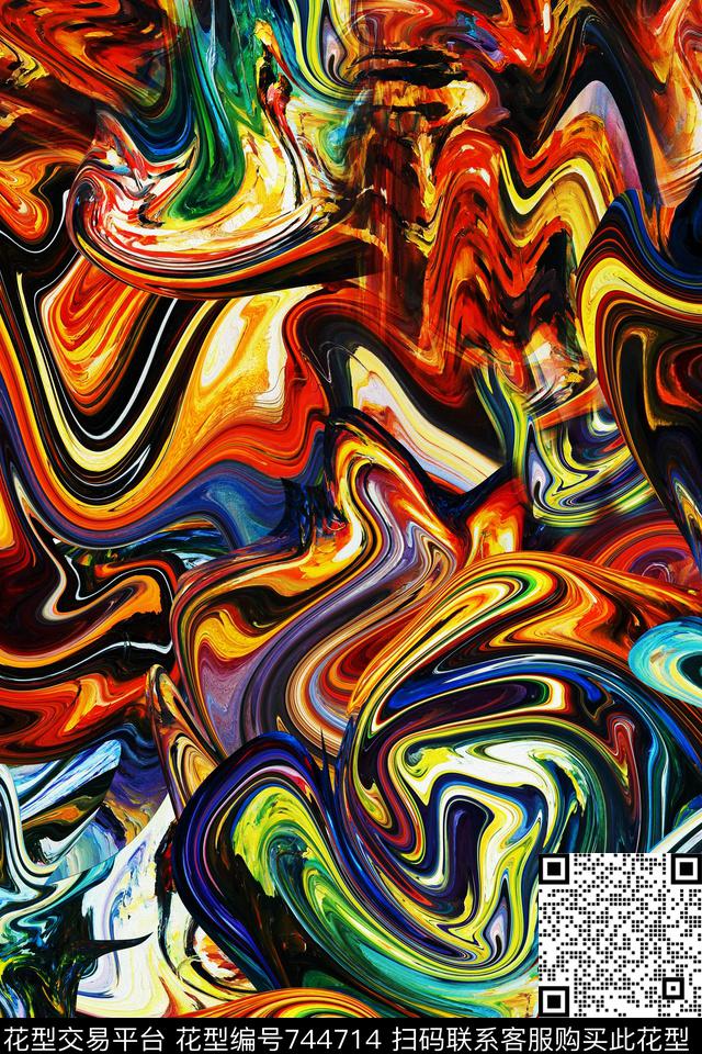 油画图抽象画抽象油画数码印花华亿平台下载（图片编号: 744714） - 瓦栏（Walan）