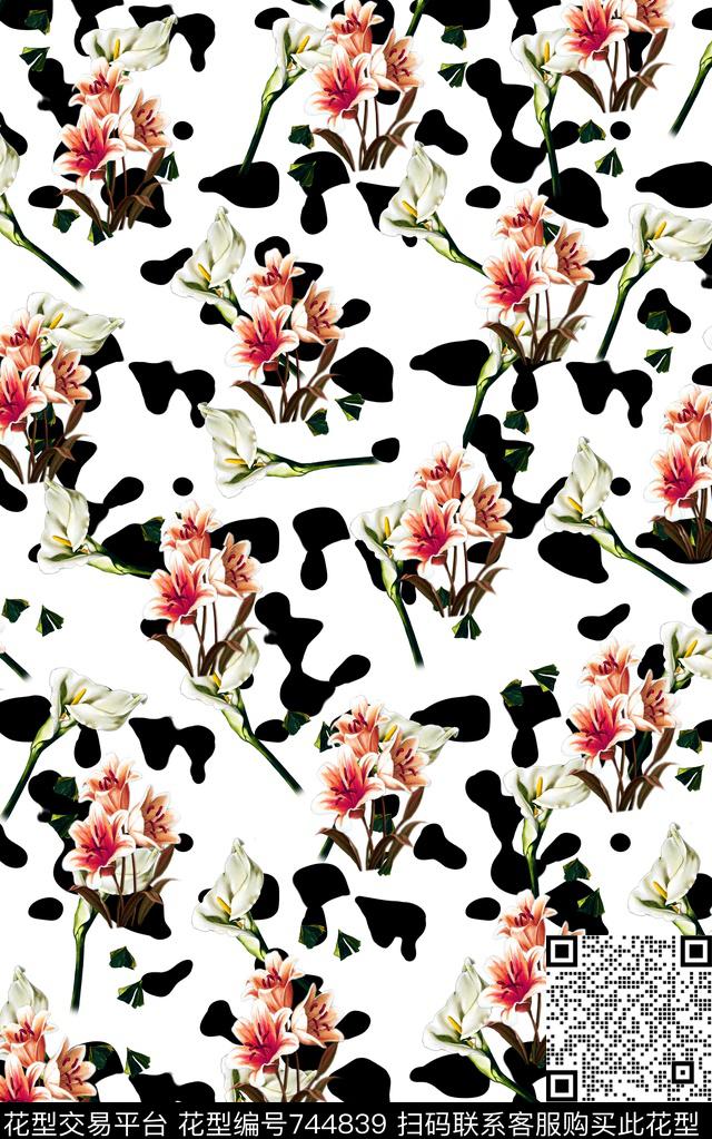 花朵抽象女装数码印花华亿平台下载（图片编号: 744839） - 瓦栏（Walan）