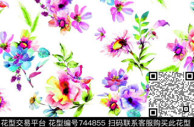 小碎花雏菊花朵数码印花华亿平台下载（图片编号: 744855） - 瓦栏（Walan）