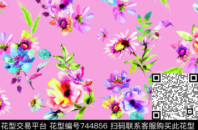 小碎花雏菊花朵数码印花华亿平台下载（图片编号: 744856） - 瓦栏（Walan）