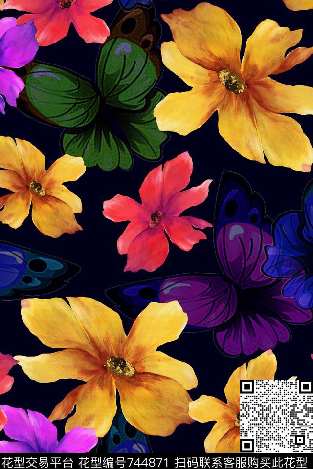 花瓣花朵花卉数码印花华亿平台下载（图片编号: 744871） - 瓦栏（Walan）