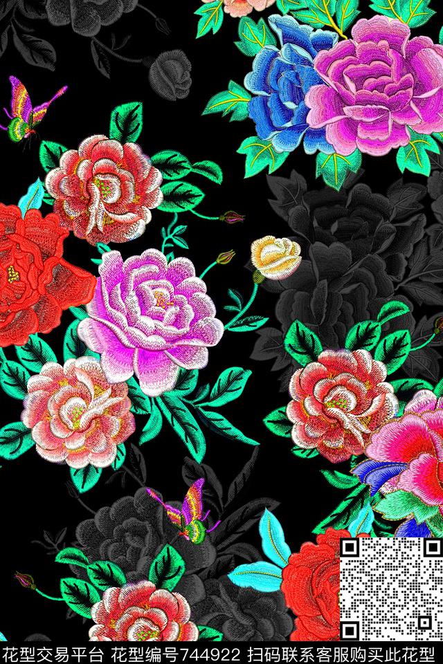 民族风手工刺绣数码印花华亿平台下载（图片编号: 744922） - 瓦栏（Walan）