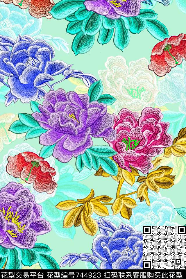 民族风手工刺绣数码印花华亿平台下载（图片编号: 744923） - 瓦栏（Walan）