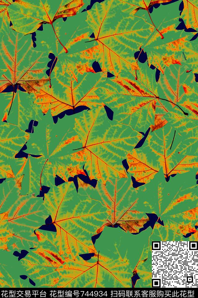 肌理枫叶现代传统印花华亿平台下载（图片编号: 744934） - 瓦栏（Walan）