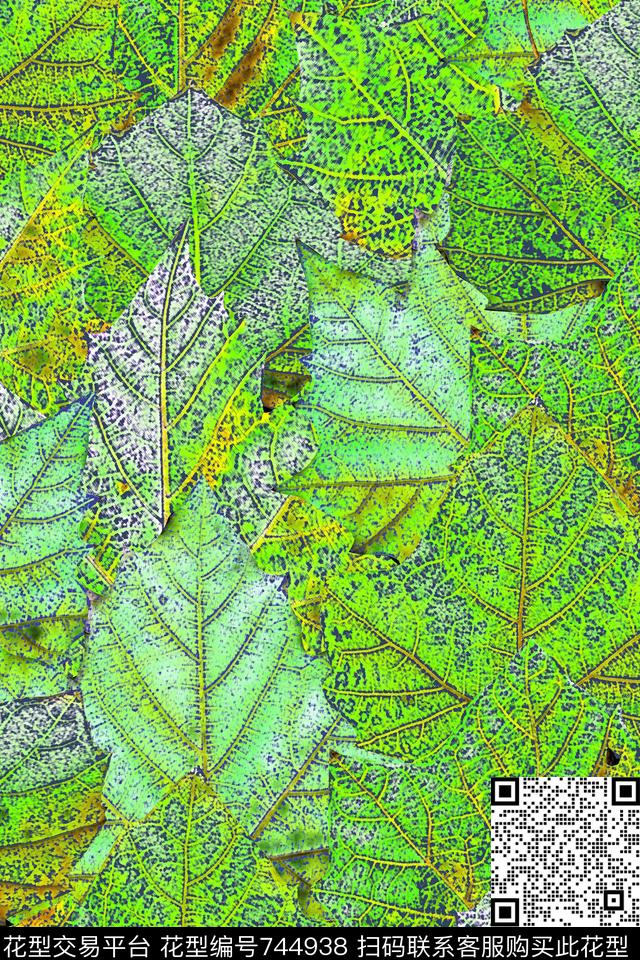 肌理抽象枫叶数码印花华亿平台下载（图片编号: 744938） - 瓦栏（Walan）
