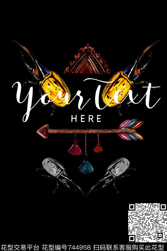 卡通昆虫英文数码印花华亿平台下载（图片编号: 744958） - 瓦栏（Walan）