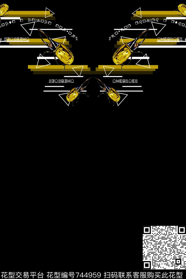 卡通昆虫几何数码印花华亿平台下载（图片编号: 744959） - 瓦栏（Walan）