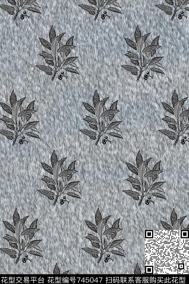 叶子肌理男装数码印花华亿平台下载（图片编号: 745047） - 瓦栏（Walan）