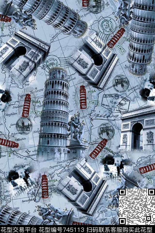 复古建筑物复古背景建筑物数码印花华亿平台下载（图片编号: 745113） - 瓦栏（Walan）