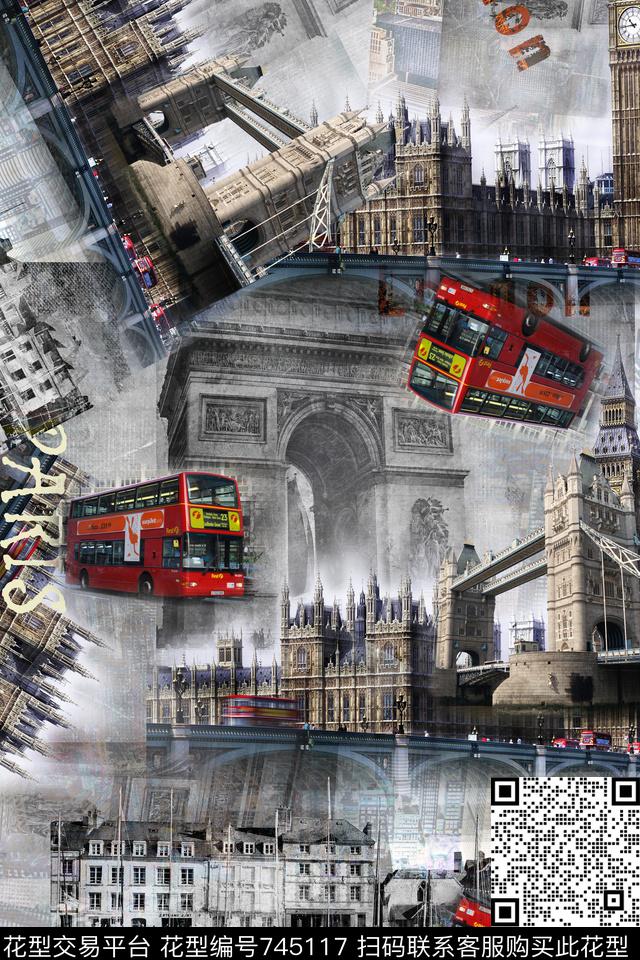 建筑物巴士汽车数码印花华亿平台下载（图片编号: 745117） - 瓦栏（Walan）