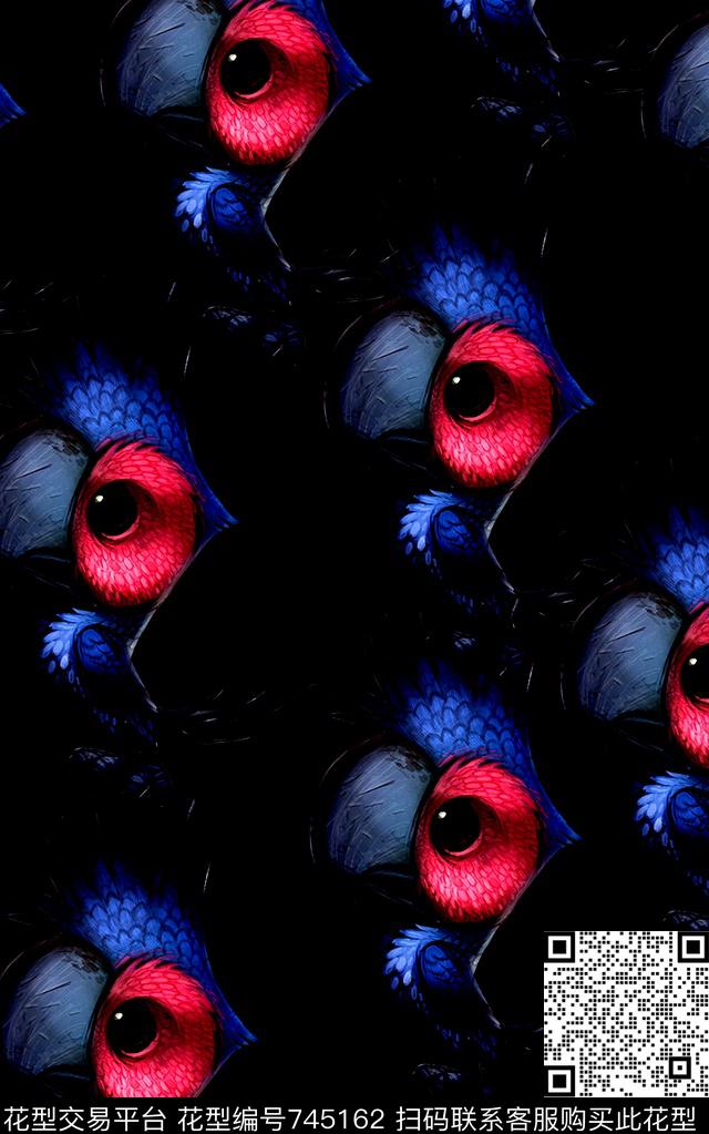 抽象手绘水彩画游戏鸟数码印花时尚潮流男装T恤夹克外套棉服满版印花欧美复古印花数码印花华亿平台下载（图片编号: 745162） - 瓦栏（Walan）