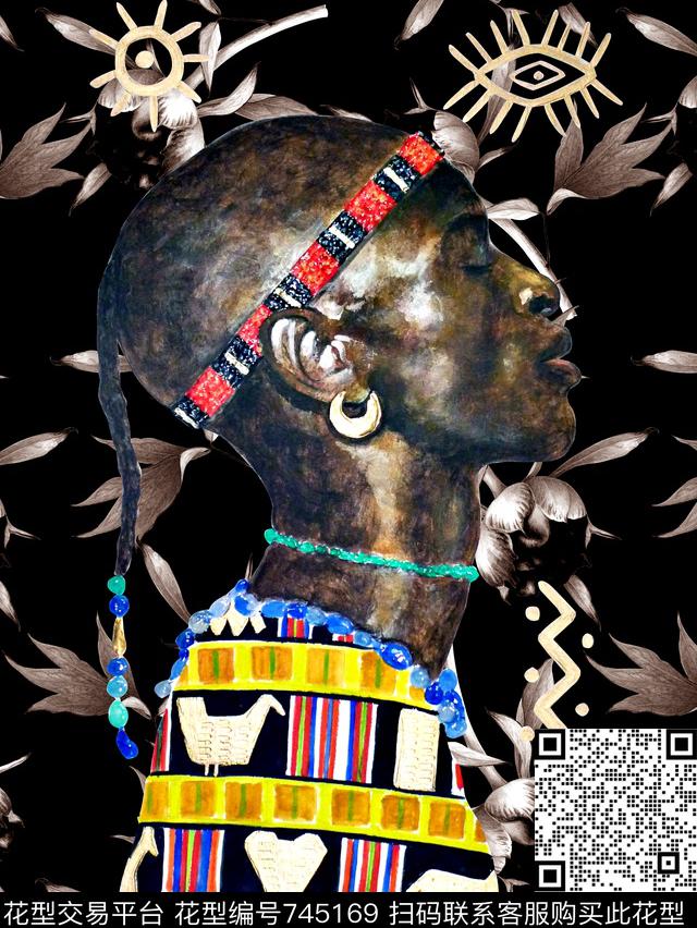 抽象手绘油画非洲人物纹理花卉数码印花时尚潮流男装T恤卫衣印花欧美复古大牌民族风印花数码印花华亿平台下载（图片编号: 745169） - 瓦栏（Walan）