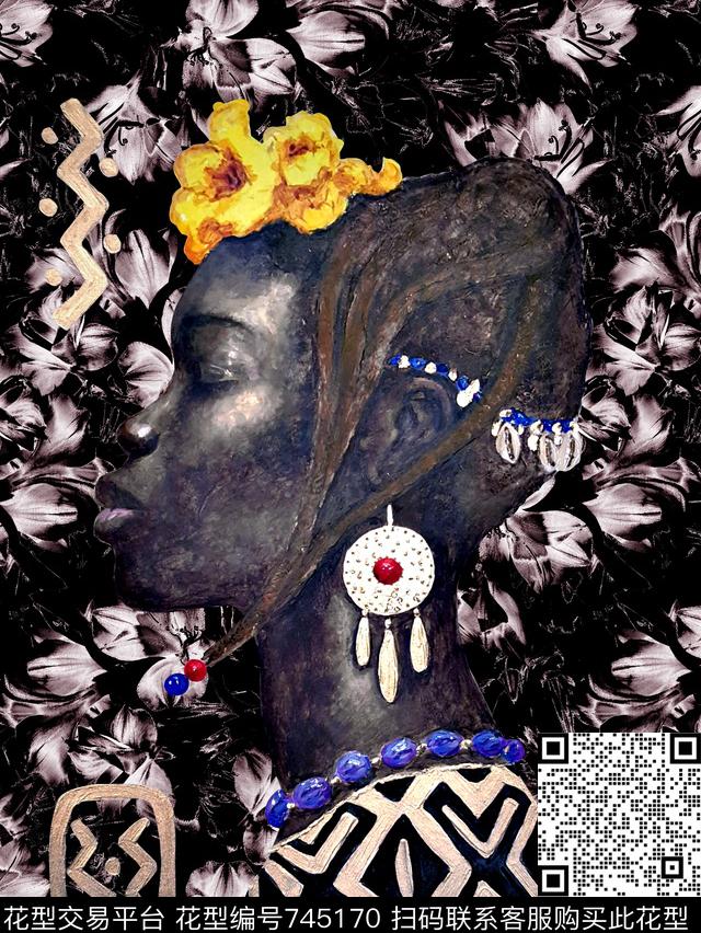 抽象手绘油画非洲人物纹理花卉数码印花时尚潮流男装T恤卫衣印花欧美复古大牌民族风印花数码印花华亿平台下载（图片编号: 745170） - 瓦栏（Walan）