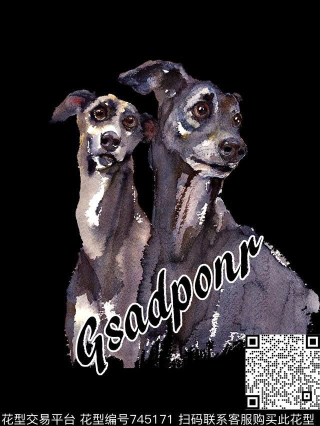 抽象手绘油画动物狗狗数码印花时尚潮流男装卫衣T恤印花复古大牌印花数码印花华亿平台下载（图片编号: 745171） - 瓦栏（Walan）