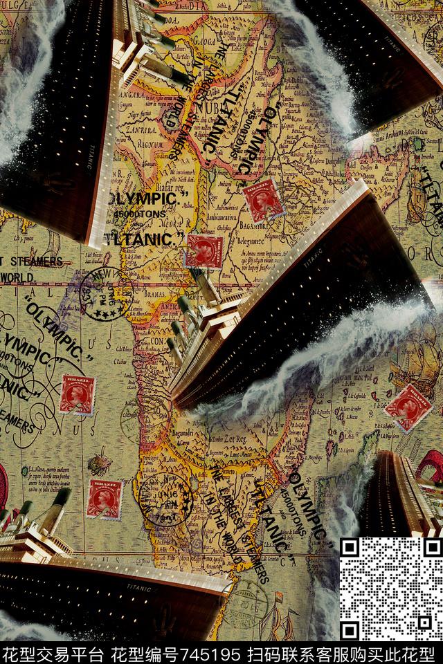 邮票英文背景贴图数码印花华亿平台下载（图片编号: 745195） - 瓦栏（Walan）