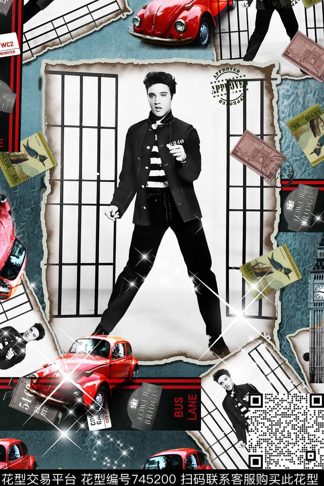 汽车人物黑白照数码印花华亿平台下载（图片编号: 745200） - 瓦栏（Walan）