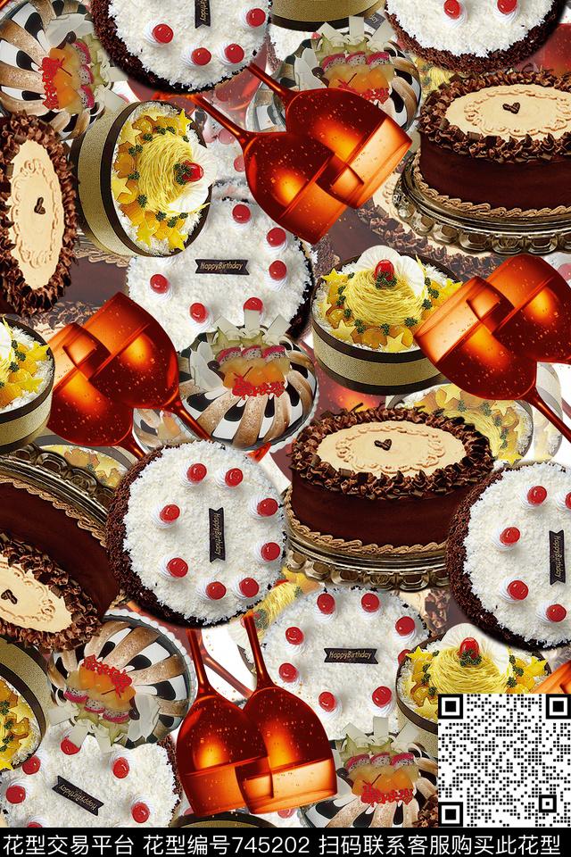 蛋糕背景酒杯水果蛋糕数码印花华亿平台下载（图片编号: 745202） - 瓦栏（Walan）