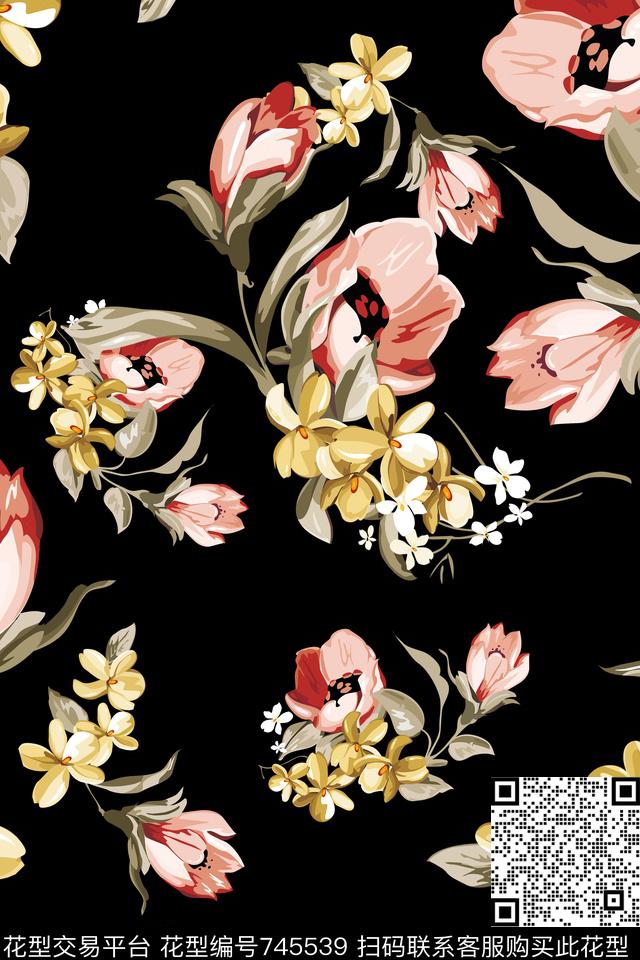 花朵花卉数码印花华亿平台下载（图片编号: 745539） - 瓦栏（Walan）