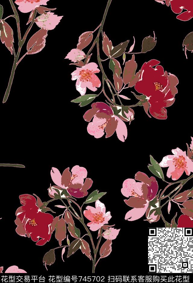 不定位丝巾女装家纺花卉时尚传统印花华亿平台下载（图片编号: 745702） - 瓦栏（Walan）