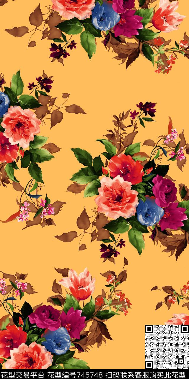 乱花小碎花大花数码印花华亿平台下载（图片编号: 745748） - 瓦栏（Walan）