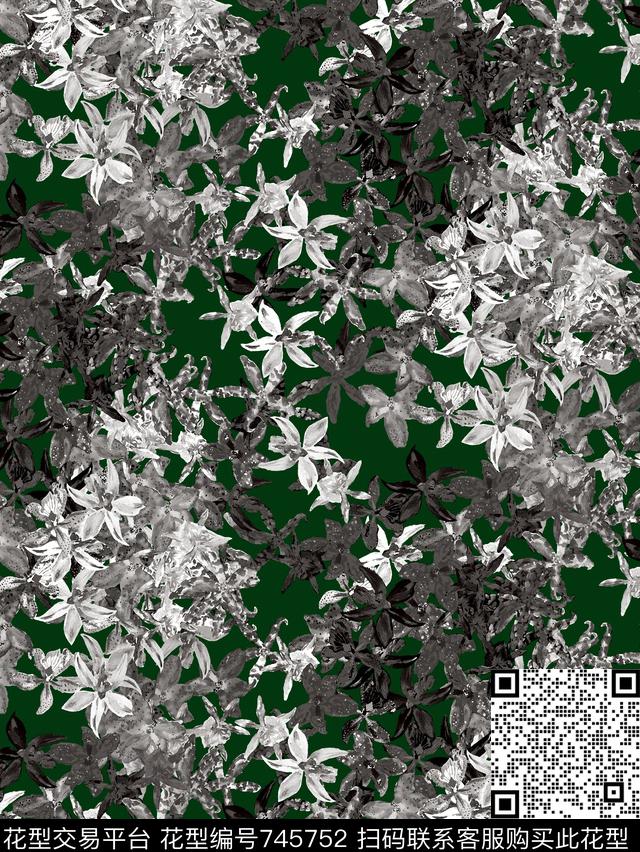 花瓣小碎花花朵数码印花华亿平台下载（图片编号: 745752） - 瓦栏（Walan）
