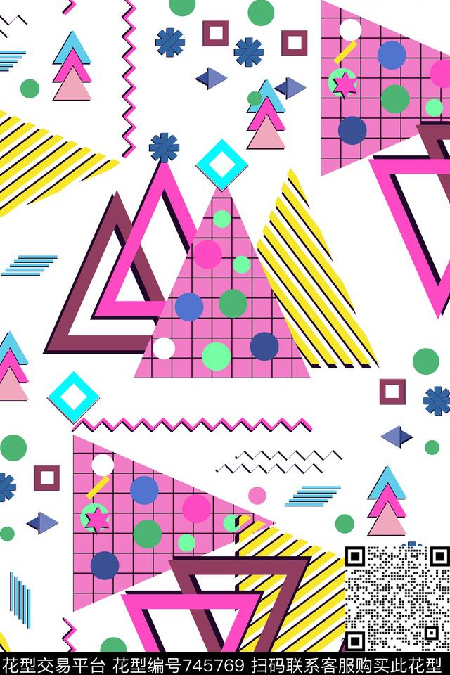 卡通几何抽象传统印花华亿平台下载（图片编号: 745769） - 瓦栏（Walan）
