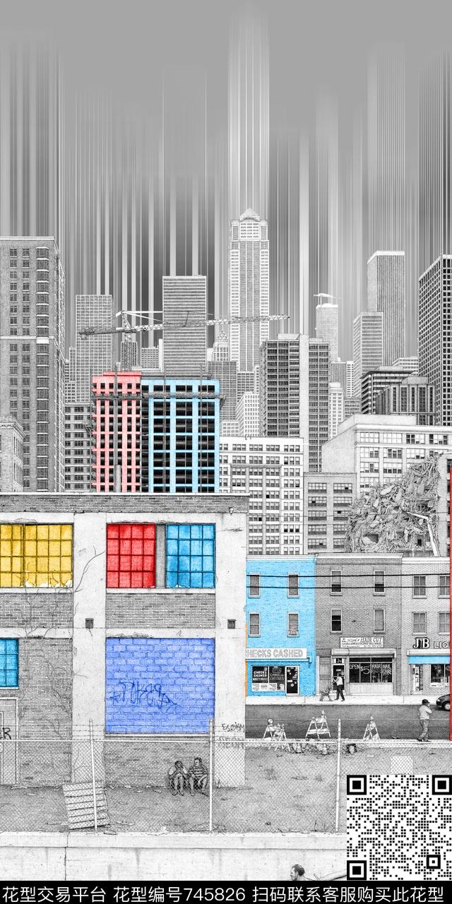 几何格子风景数码印花华亿平台下载（图片编号: 745826） - 瓦栏（Walan）